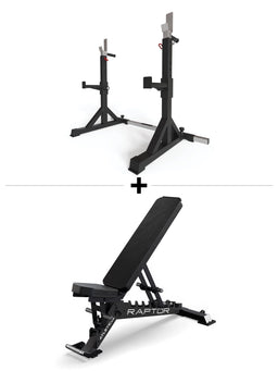 Atletica Starter Set - two freestanding squat stands, adjustable weight bench 