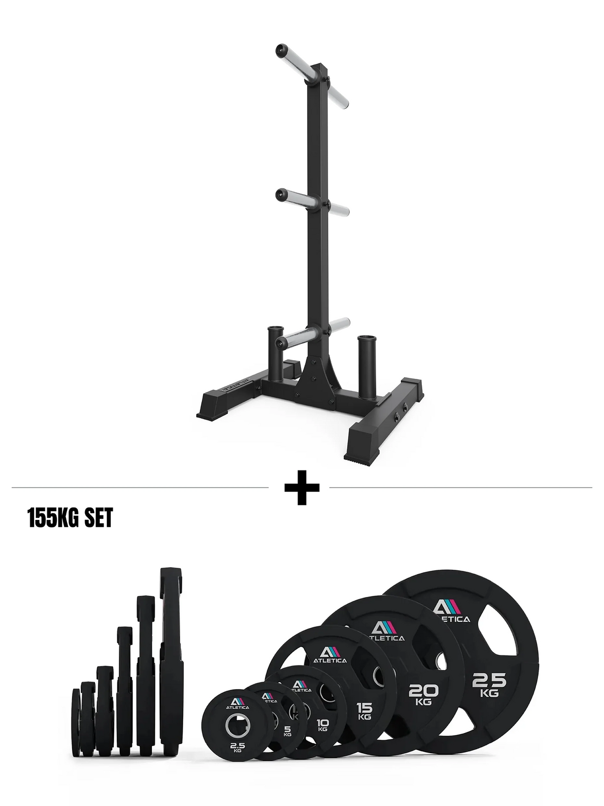 Atletica Rhino Grip Set 3H - Weight Plate Storage with Weight Plates, 5 to 55 lb