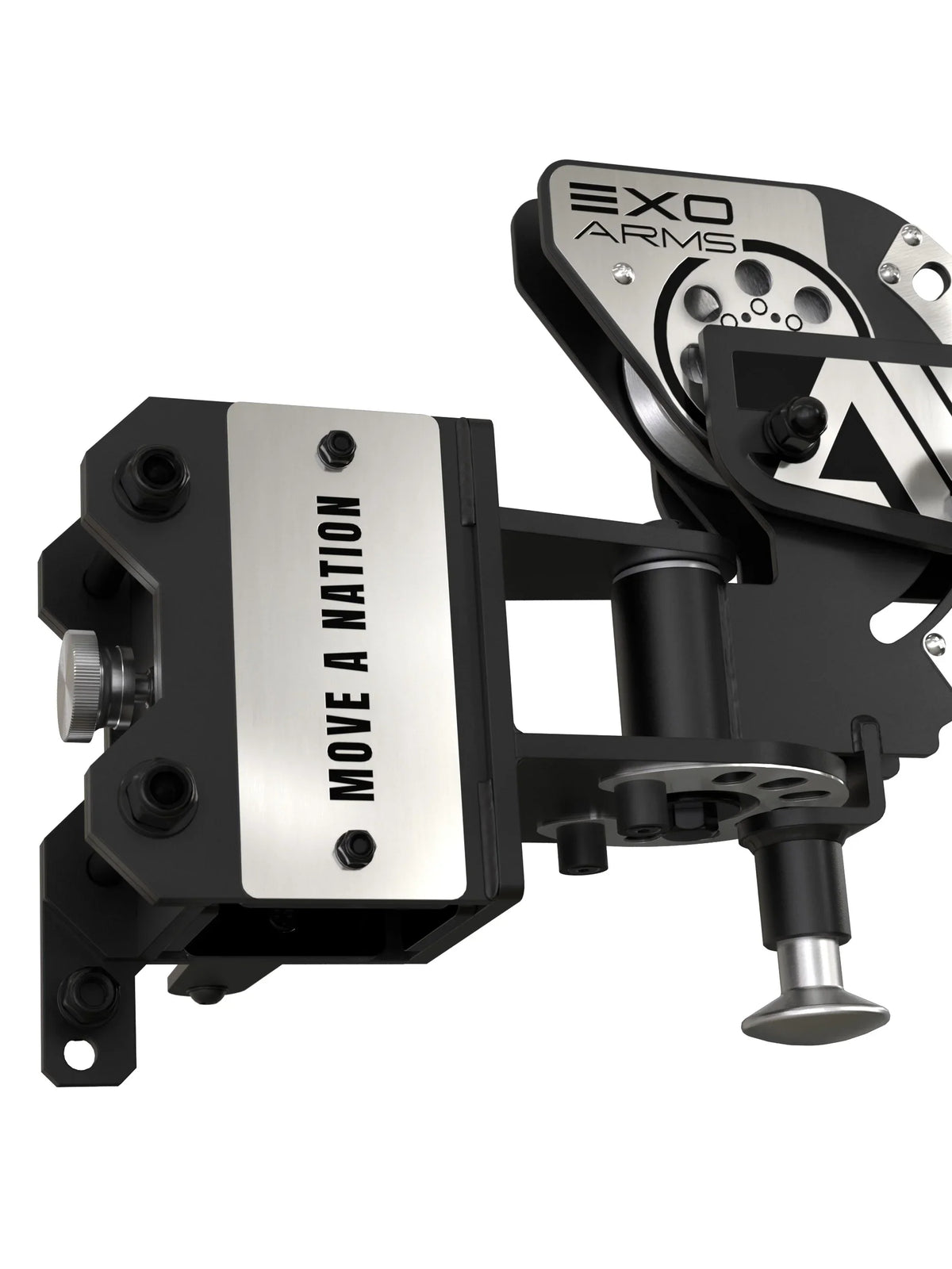 ATLETICA EXO Arms – trolley holder with logo plate and cable pulley arm, aluminum Pop Pin