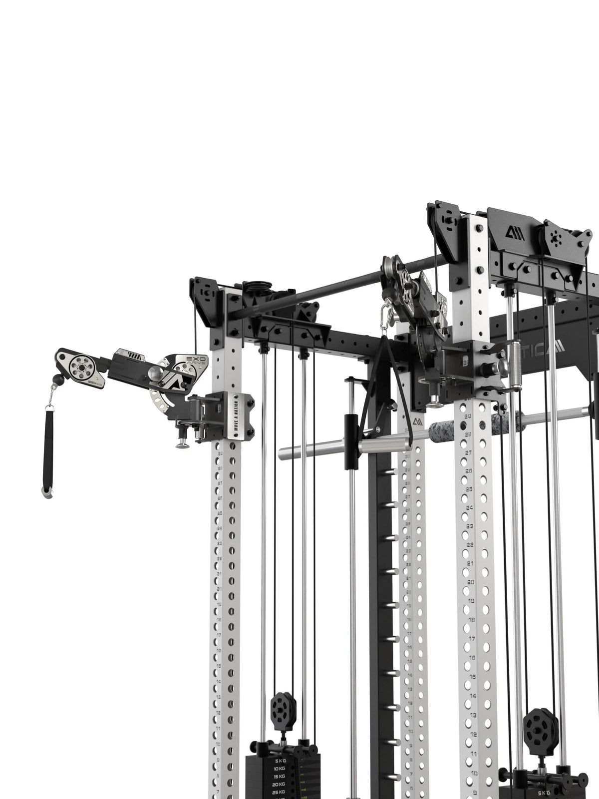 ATLETICA EXO Arms on the R8 Power Rack with cable pulley system – upgrade without a new machine