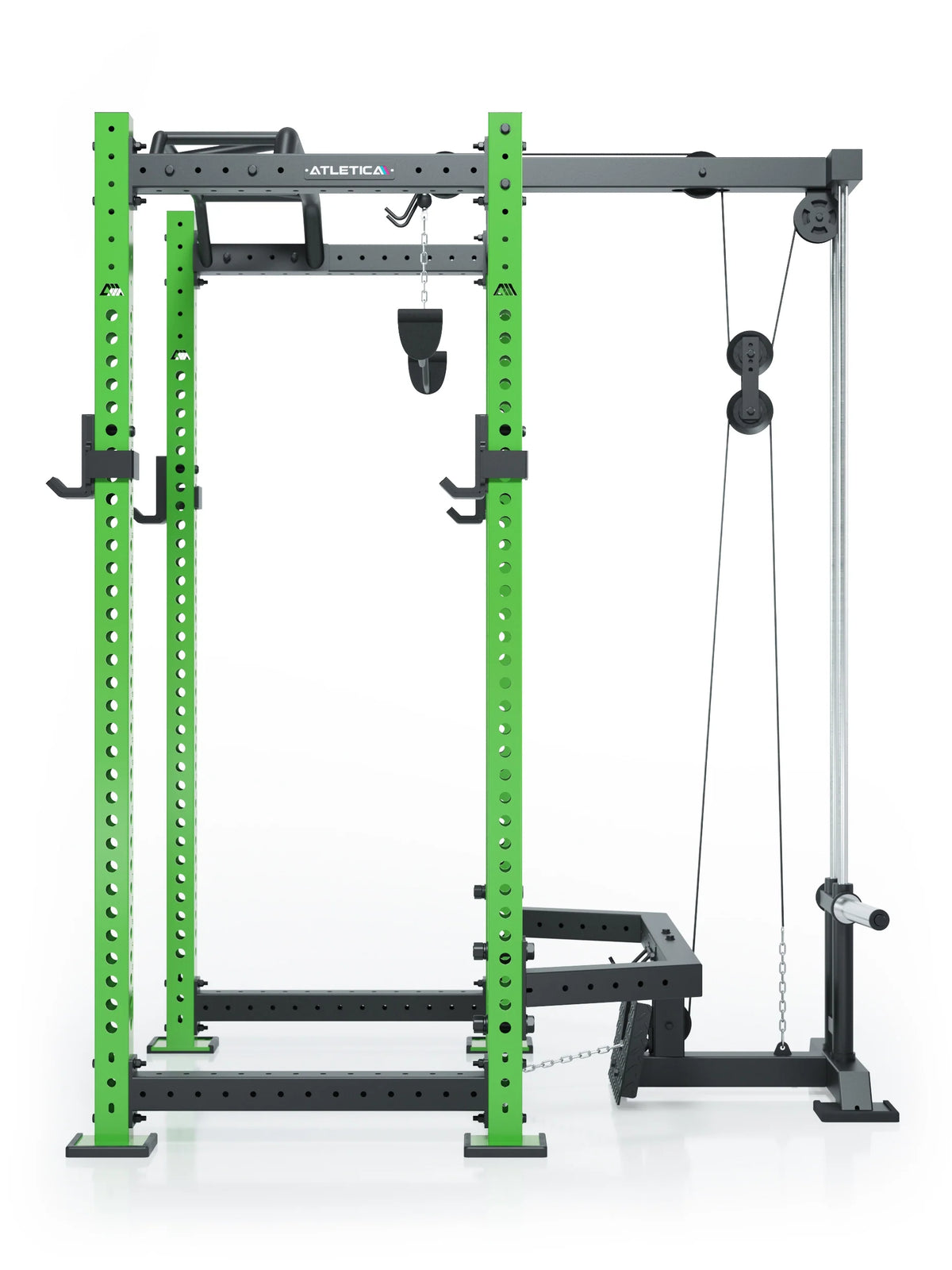 R8 BlackHawk Power Rack with pull-up bar, cable pulley, weight plate holder, in Electric Green