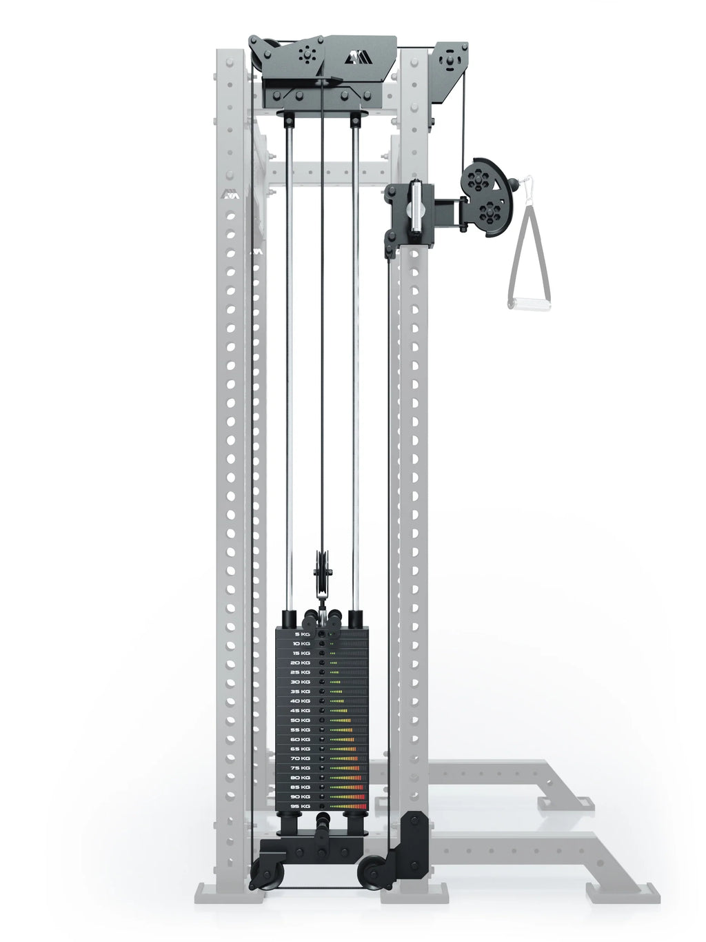 R8 Bradley Left - cable pulley tower with 190 lb weight stack, pulleys, 16.5-inch Crossbar