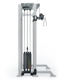 R8 Bradley Left - cable pulley tower with 190 lb weight stack, pulleys, 16.5-inch Crossbar
