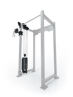 R8 Bradley - cable pulley attachment on the Power Rack, 190 lb weight stack, pulley, handle