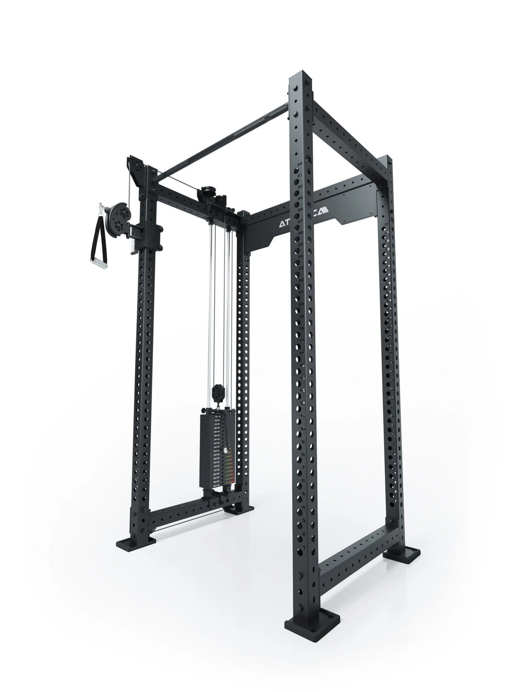 R8 Bradley black Power Rack with cable pulley, weight stack and handle