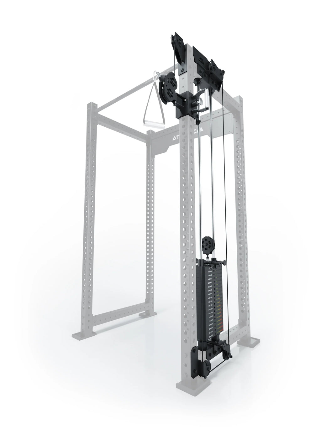 R8 Bradley - cable pulley attachment on Power Rack, 190 lb weight stack, pulleys
