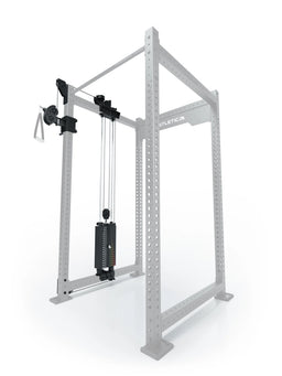R8 Bradley - cable pulley attachment on the Power Rack, weight stack 190 lb, single-sided in the center