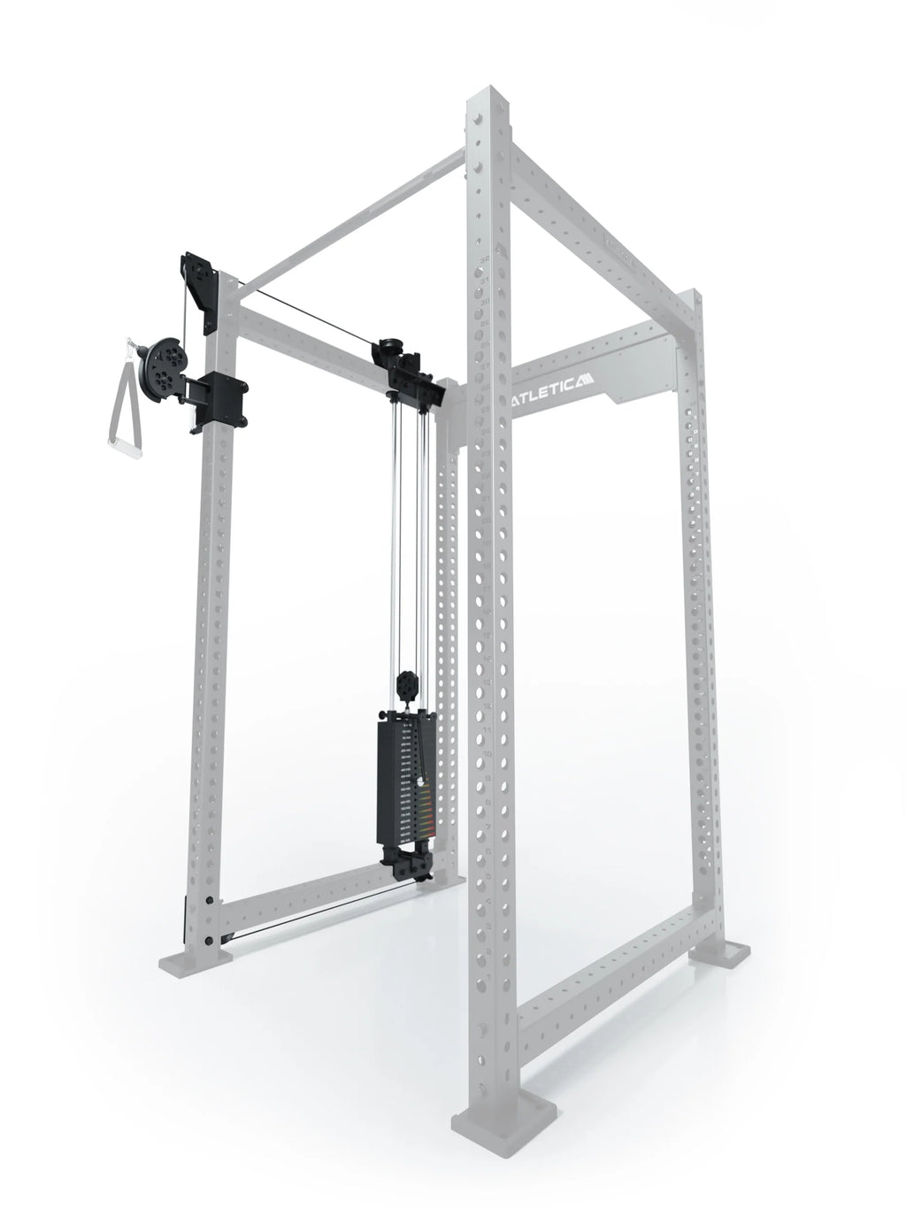 R8 Bradley - Cable pulley attachment on Power Rack, weight stack on the left