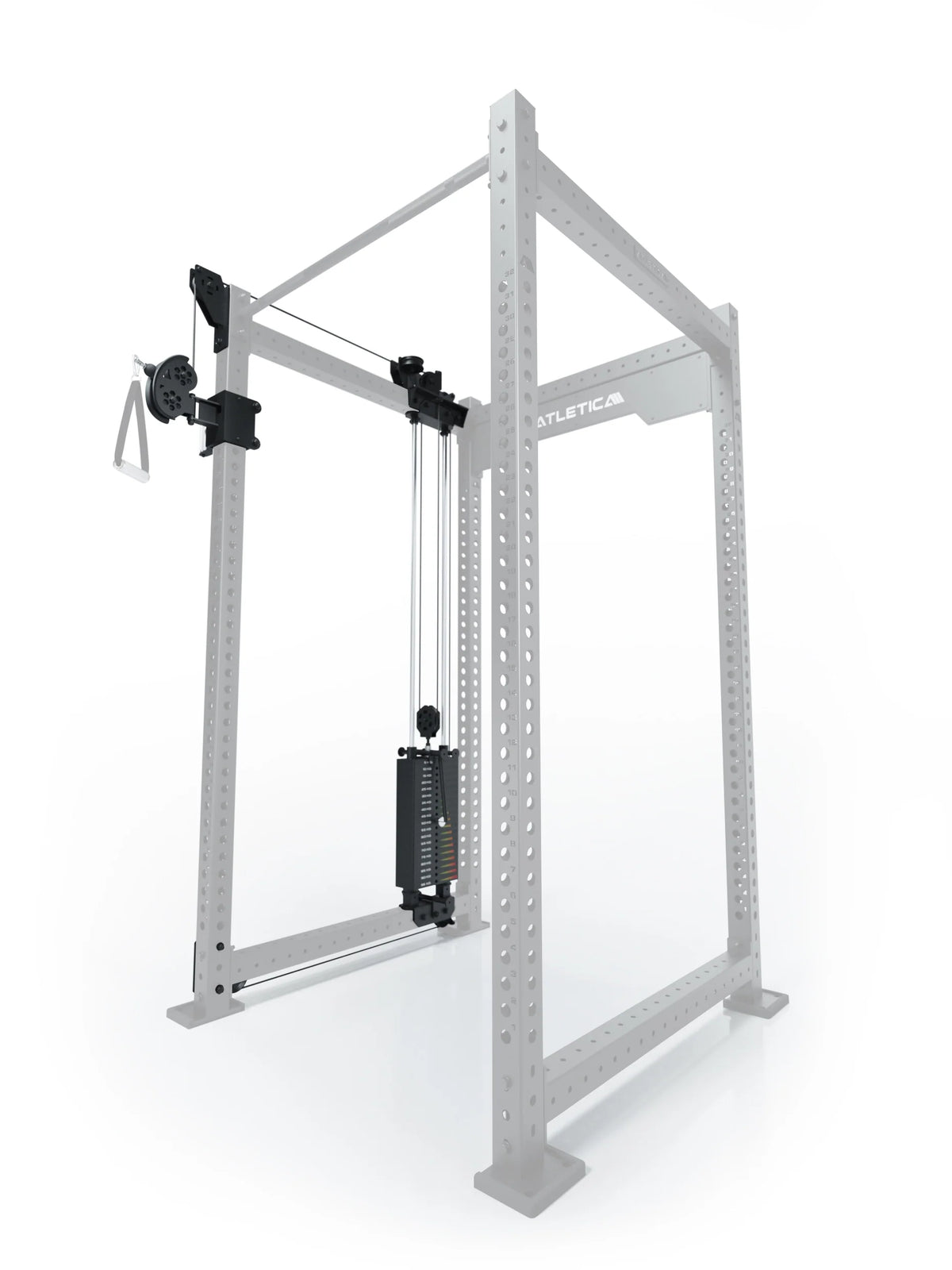 R8 Bradley - Cable pulley attachment on Power Rack, weight stack on the left