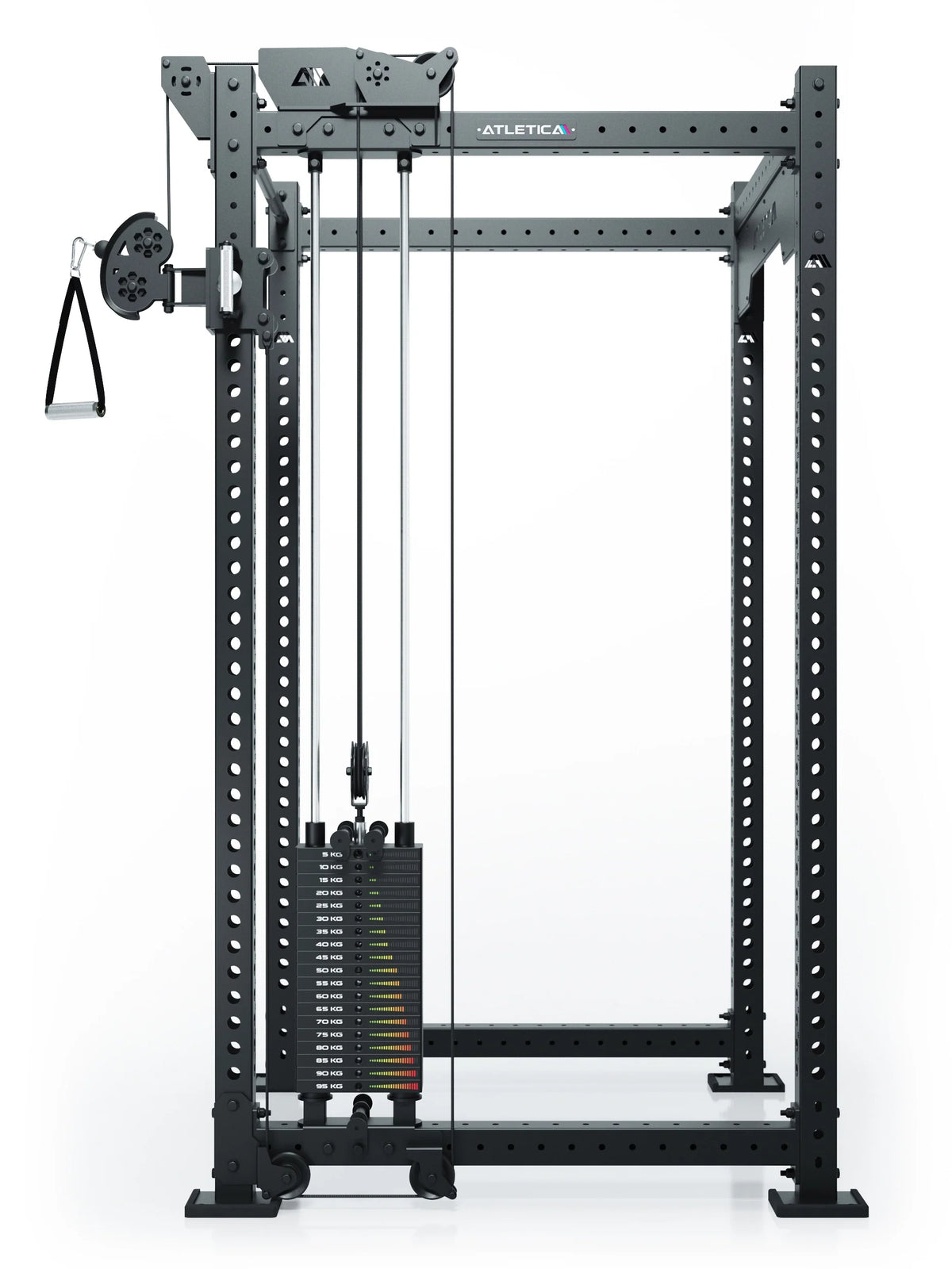 R8 Bradley - Black Cable Pulley Tower with Weight Stack, Handle