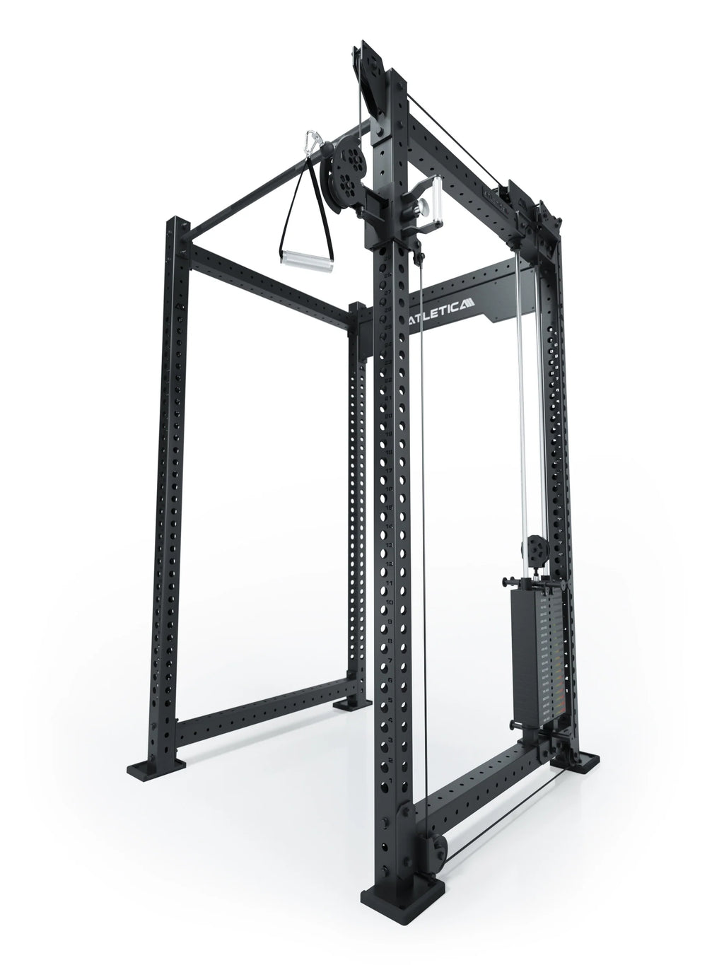 R8 Bradley - Black power rack with cable pulley, 43-inch Crossbar
