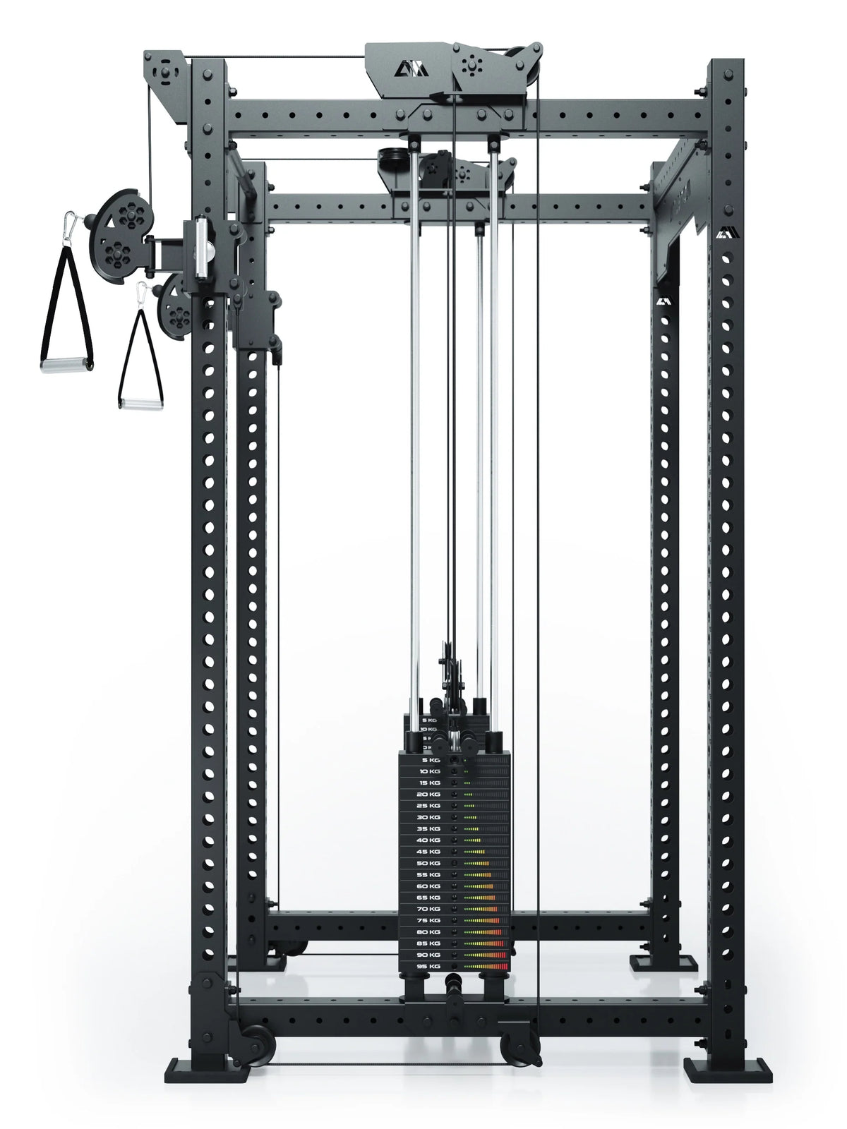 R8 Bradley Dual cable pulley attachment with 210 lb weight stacks, 43" Crossbar, for isolation exercises on the cable pulley