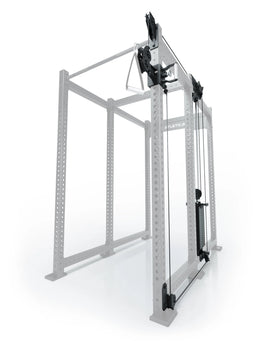 Atletica R8 Bradley 190 lb cable pulley attachment, right side, 30.5-inch crossbar, position 4, angled view