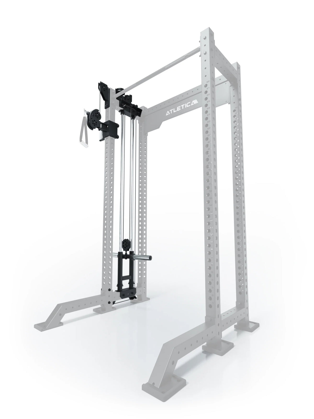 R8 Bradley Plate Loaded cable pulley attachment, left, 16.5" depth, with weight plate holders, position 1