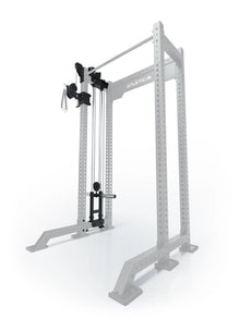 R8 Bradley Plate Loaded cable pulley attachment, left, 16.5" depth, with weight plate holders, position 1