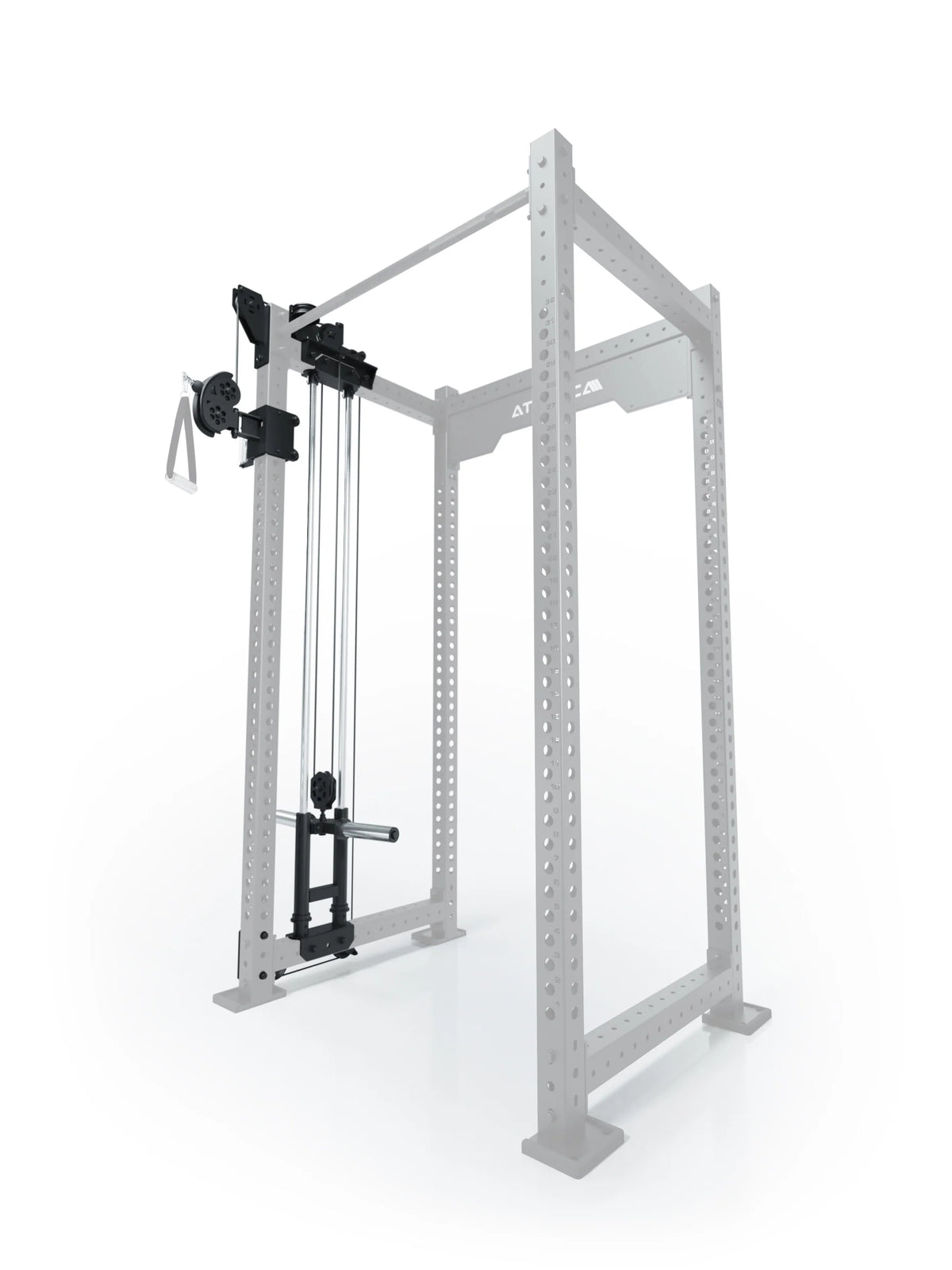 R8 Bradley Plate Loaded Cable Pulley Attachment, left, 30.5" depth, with weight plate holders, Position 1