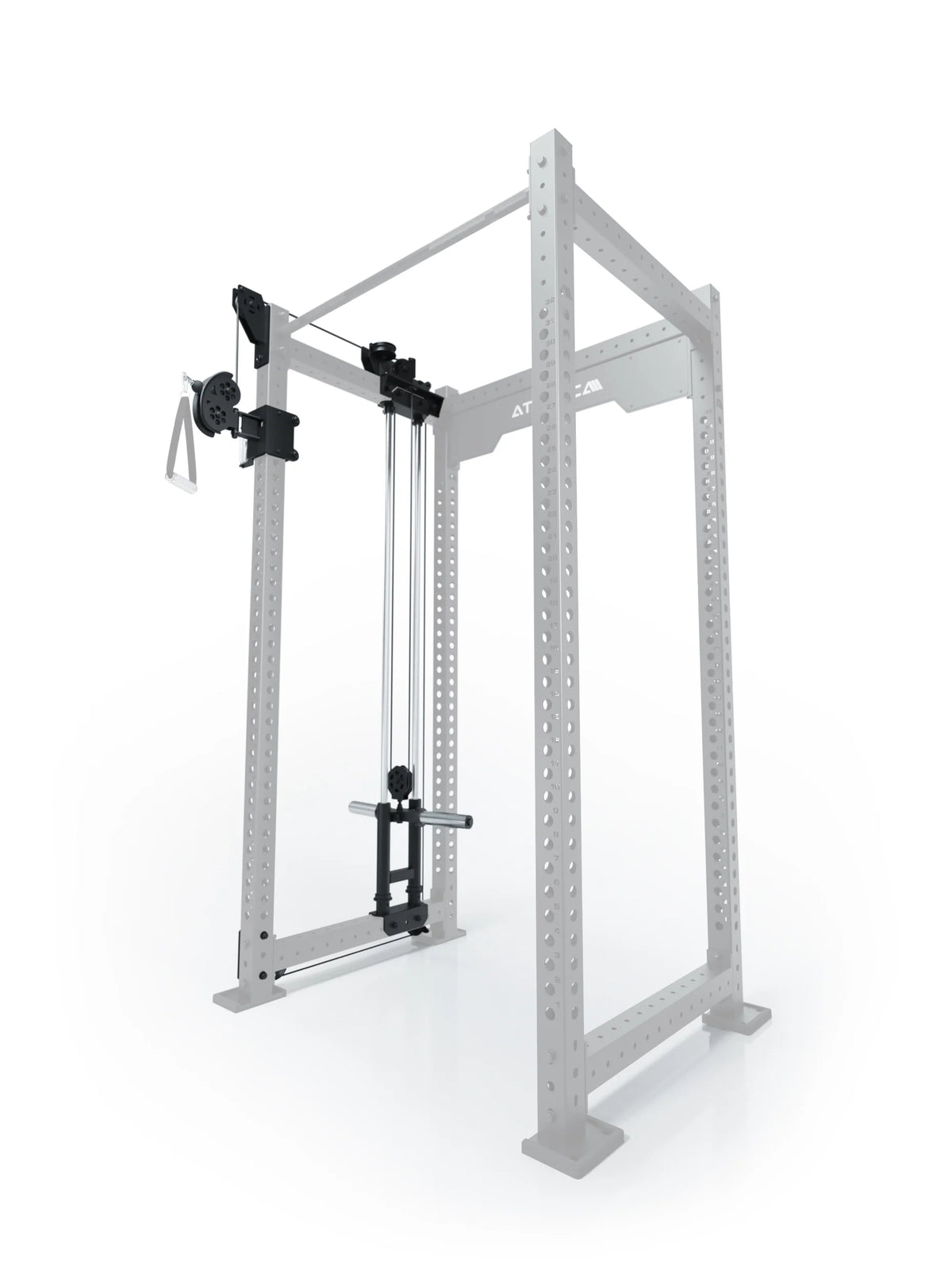 R8 Bradley Plate Loaded cable pulley attachment, left, 30.5" depth, with weight plate holders, Position 2