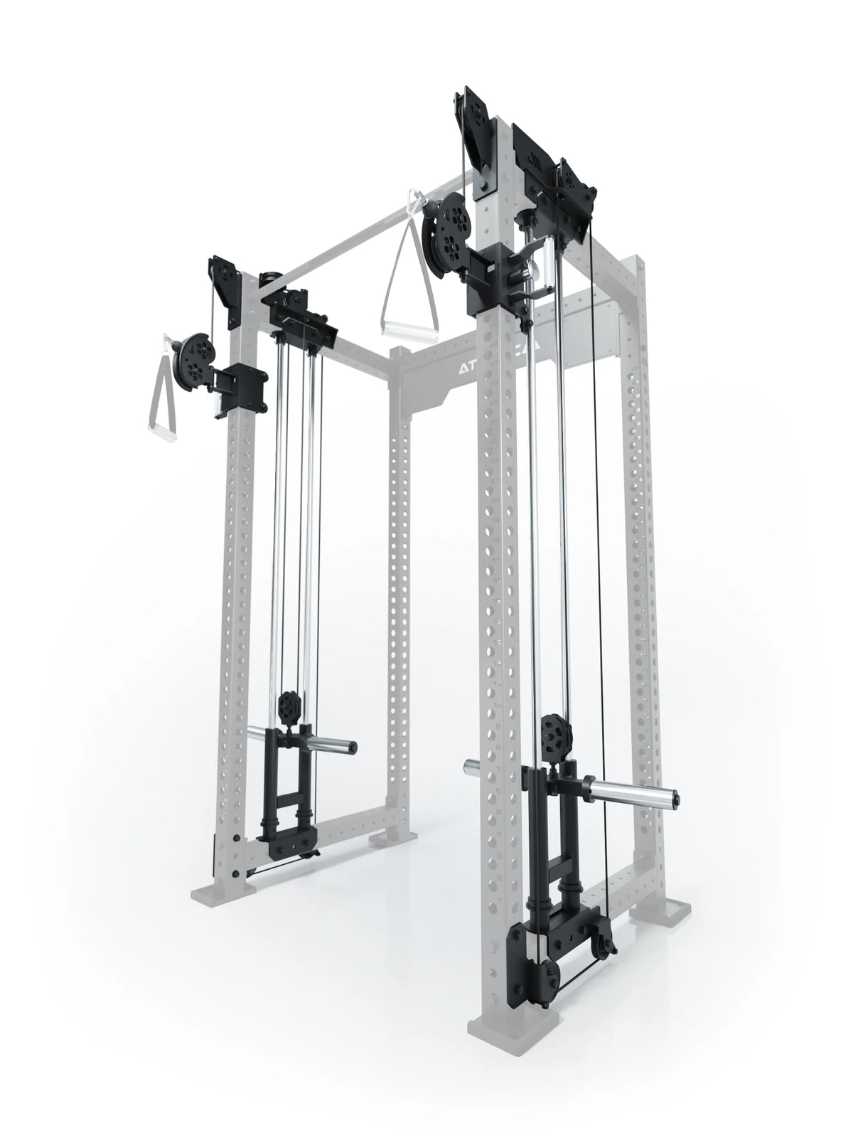 R8 Bradley Plate Loaded cable pulley attachment, Dual, 30.5" depth, with weight plate holders, Position 1