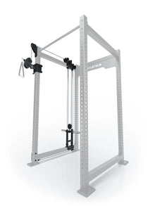 R8 Bradley Plate Loaded Cable Pulley Attachment, left, 43" Depth, with Weight Plate Holders, Position 3