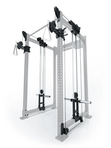 R8 Bradley Plate Loaded Dual Cable Pulley Attachment for Power Rack with 43" depth, with weight plate holders, Position 2