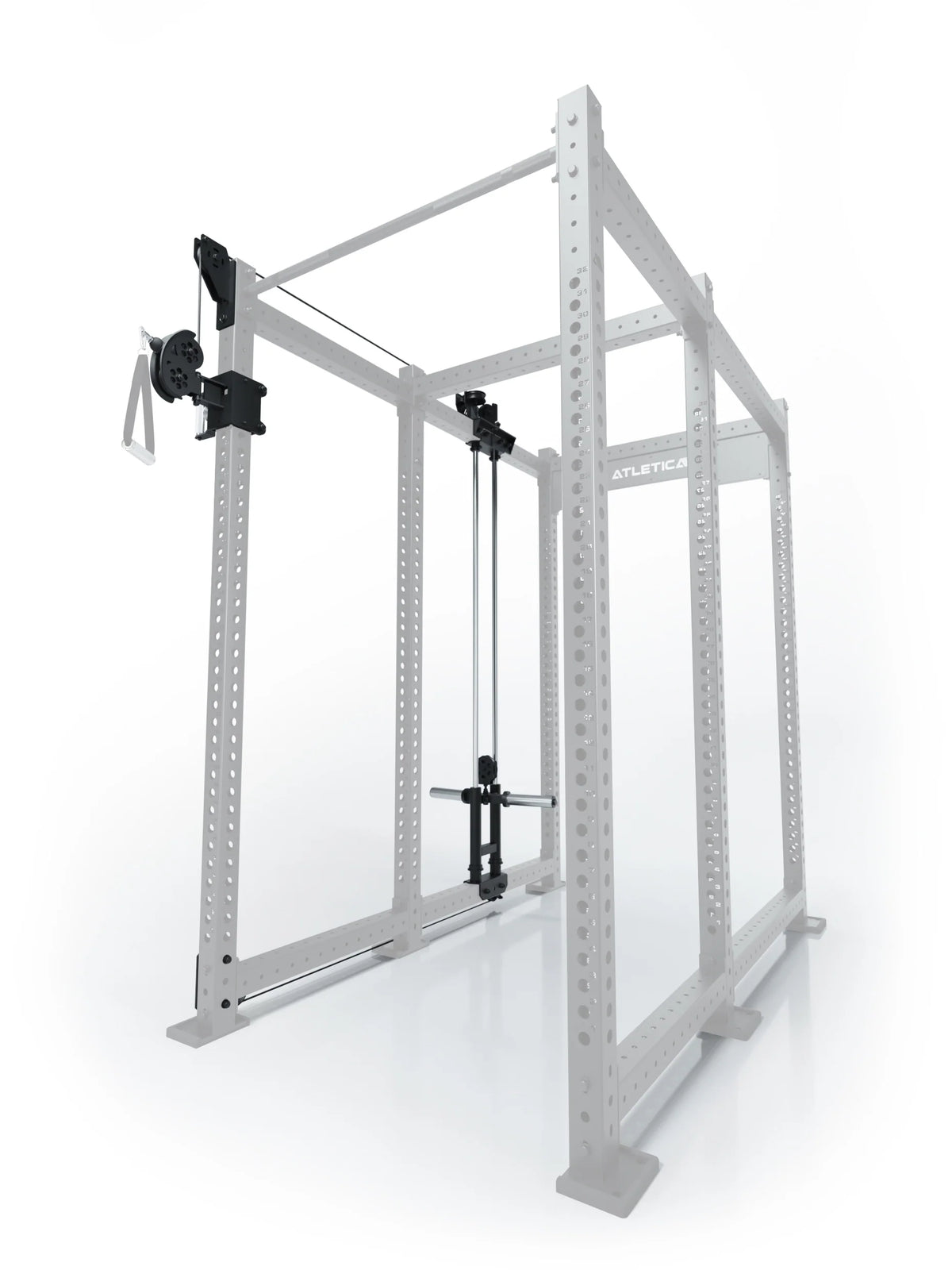 R8 Bradley Plate Loaded Cable Pulley Attachment, left, 30.5" Depth, with Weight Plate Holders, Position 5