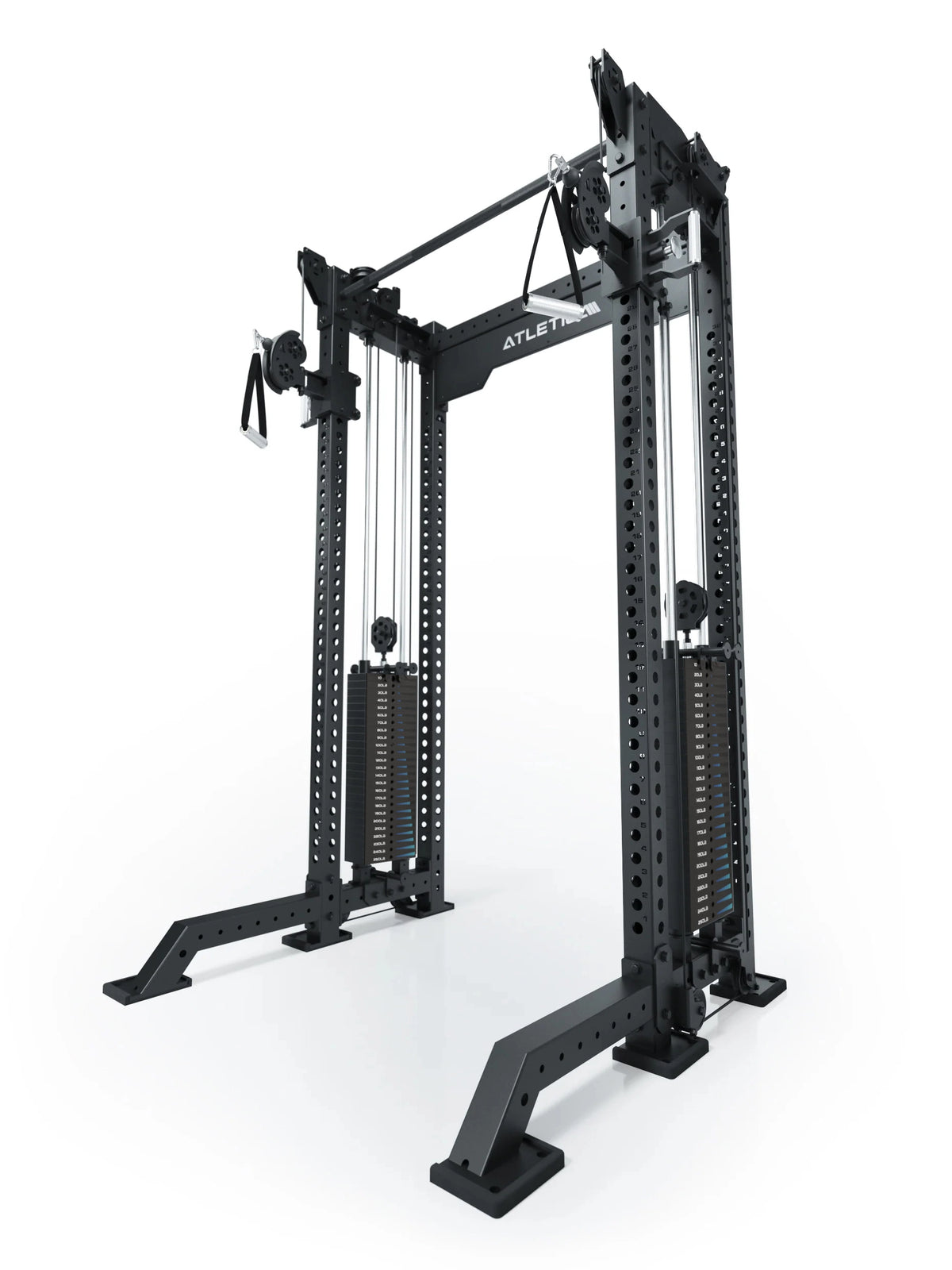 Atletica R8 Bradley Cable attachment 16.5" Crossbar on the Power Rack with 500 lb weight stack