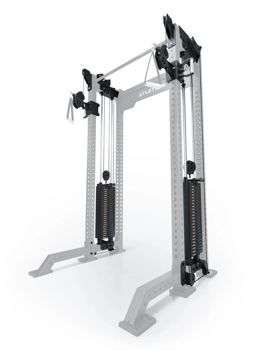 R8 Bradley Cable Pulley Attachment 16.5" Crossbar on the Power Rack - with integrated 500 lb plug-in weights