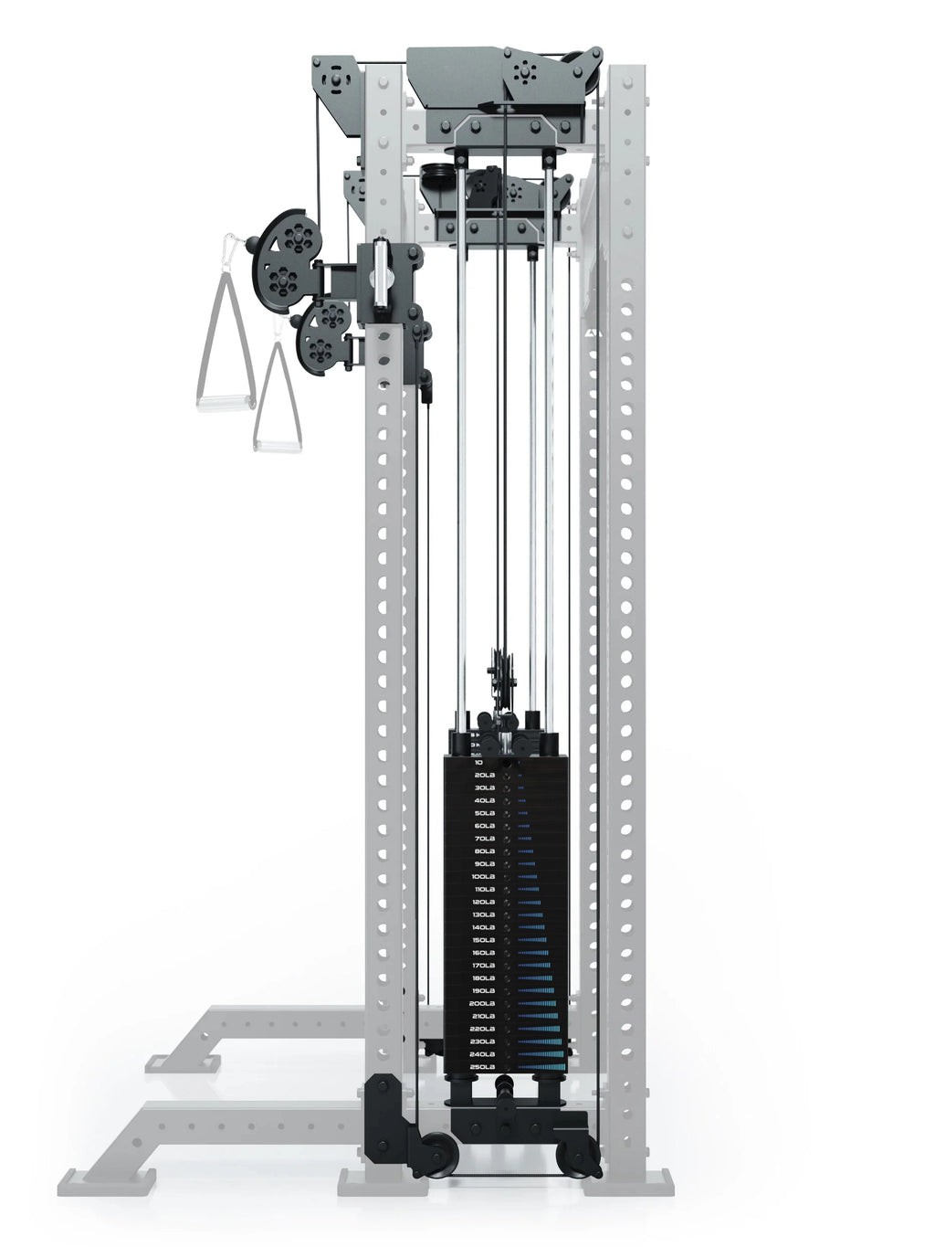 Atletica R8 Bradley Cable Pulley Attachment 16.5" Crossbar on the Power Rack with 250 lb plug-in weights