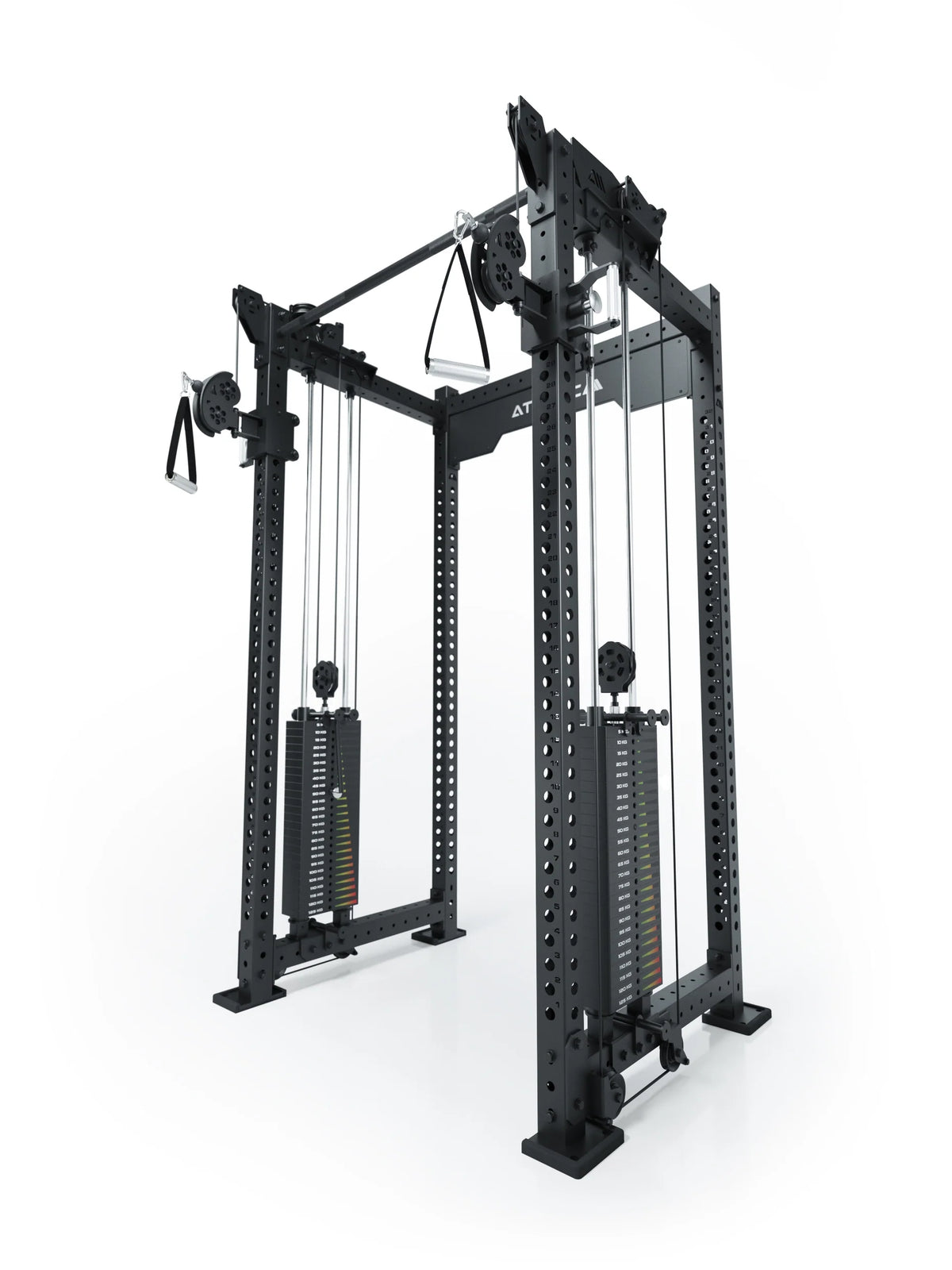 R8 Bradley Upgrade Cable Attachment with 500 lb plug-in weights, 30.5" Crossbar on the Power Rack