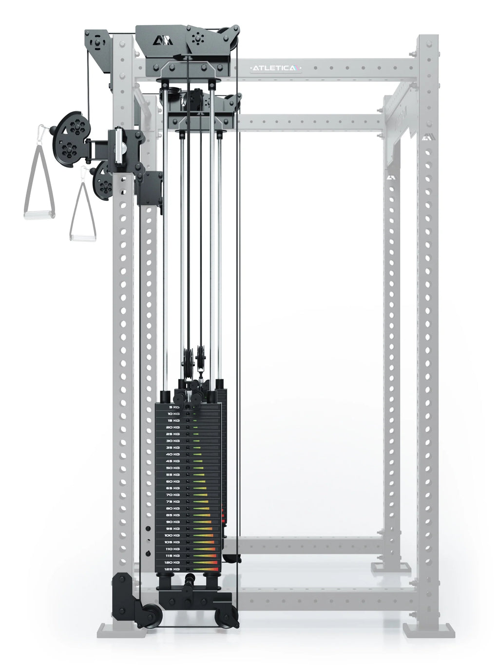 R8 Bradley 500 lb Weight Stack Upgrade - Cable Attachment 43" Crossbar at the Front of the Power Rack
