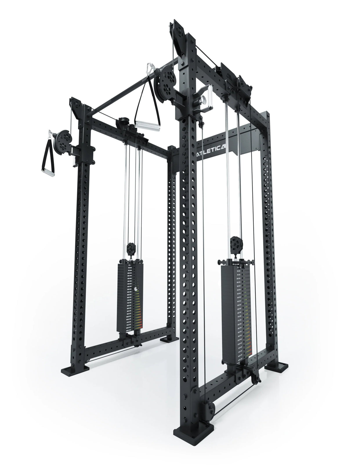 R8 Bradley 500 lb weight stack in the center - Upgrade Cable Attachment 43" Crossbar, with adjustable rope handles