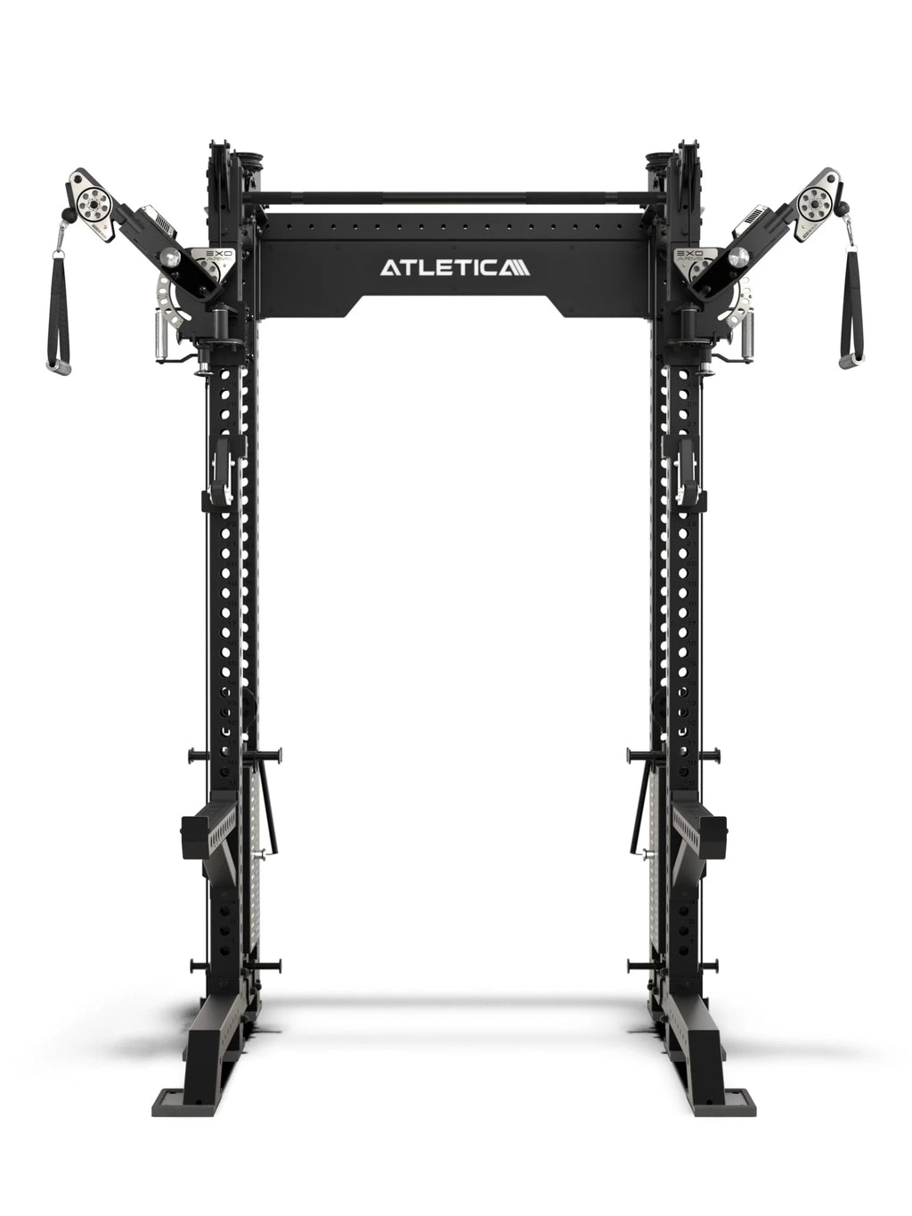 R8 Bradley EXO Power Rack with 380 lb weight stack, 16.5" crossbar depth and adjustable EXO Arms