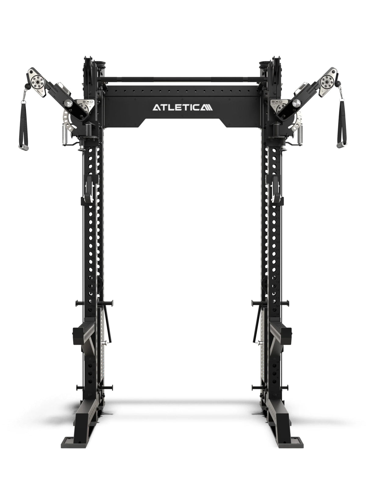 R8 Bradley EXO Power Rack with 380 lb weight stack, 16.5" crossbar depth and adjustable EXO Arms