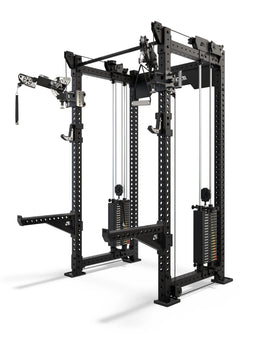 Atletica R8 Bradley EXO Power Rack with 380 lb weight stack, 30.5" crossbar depth and adjustable EXO Arms