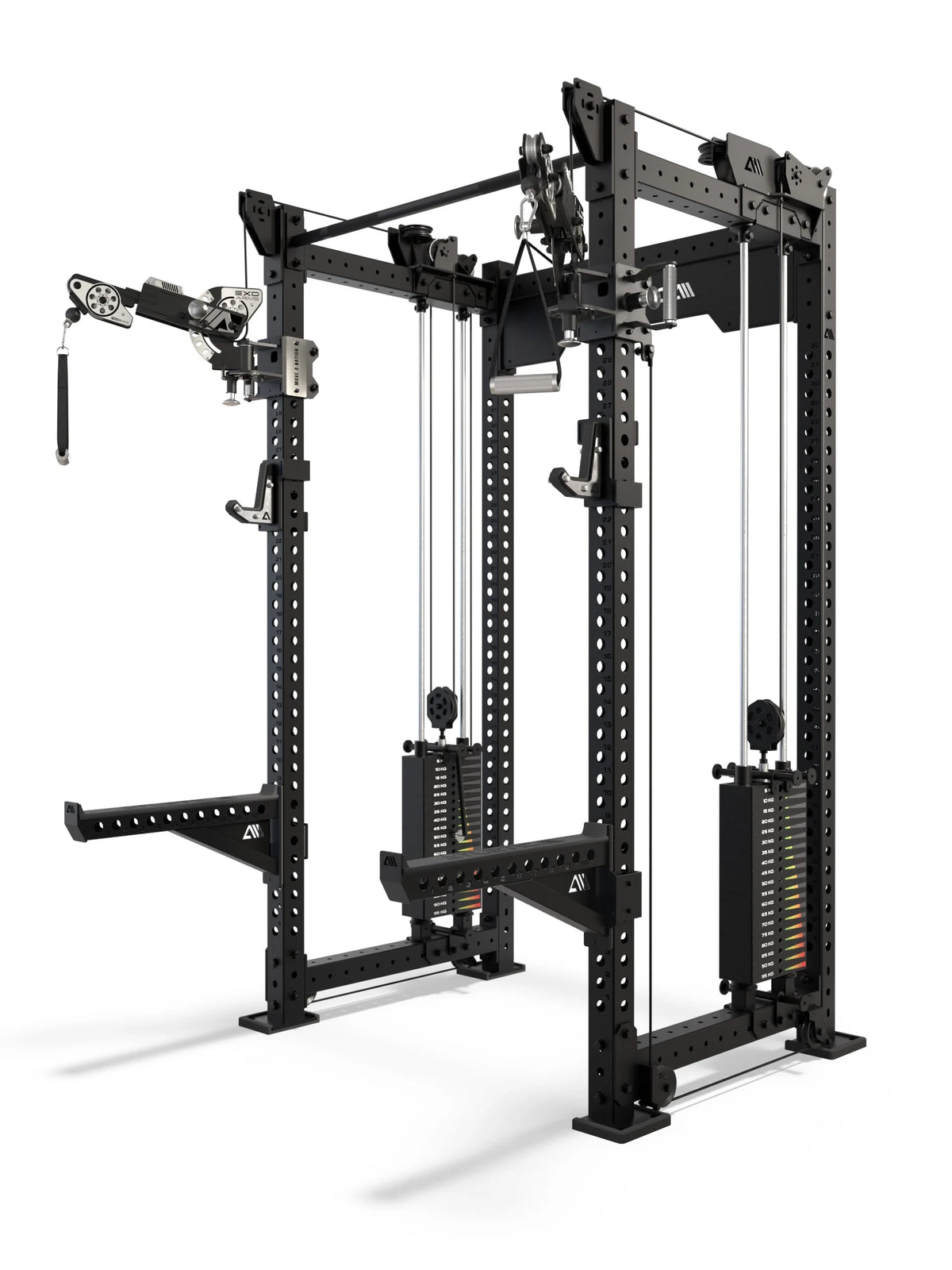 Atletica R8 Bradley EXO Power Rack with 380 lb weight stack, 30.5" crossbar depth and adjustable EXO Arms