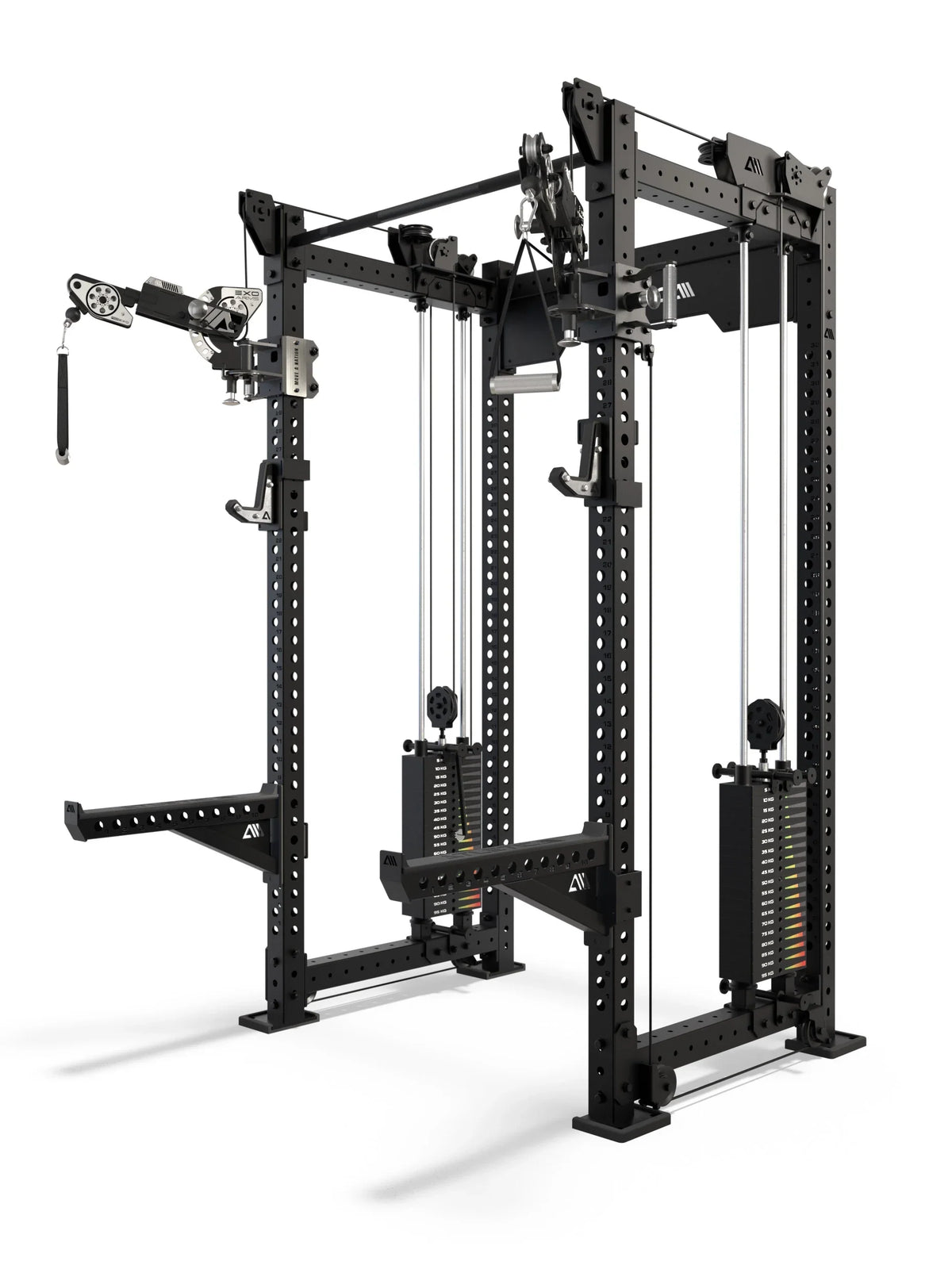 Atletica R8 Bradley EXO Power Rack with 2x210 lb weight stack, 30.5" crossbar depth and adjustable EXO Arms