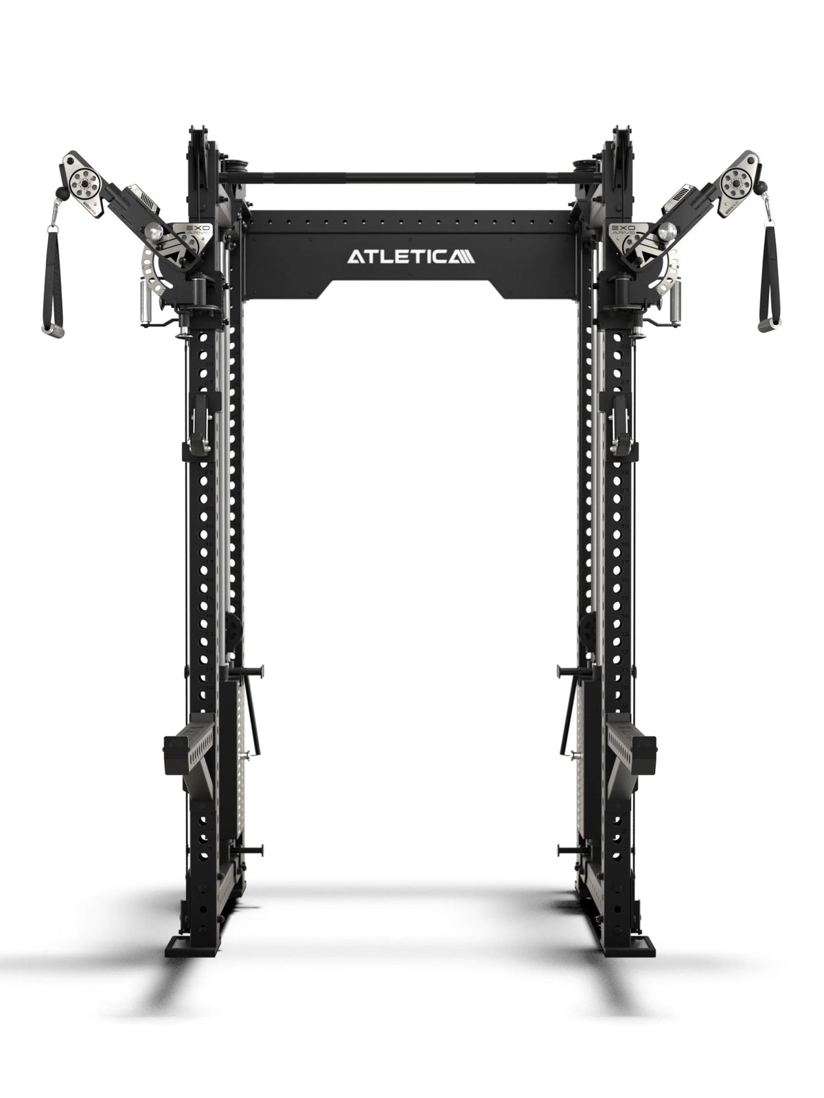 R8 Bradley EXO Power Rack with 2x210 lb plug-in weights, 30.5" Crossbar depth and adjustable EXO Arms