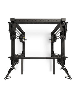 R8 Bradley EXO Power Rack with 380 lb weight stack, 30.5" crossbar depth - top view of the cage