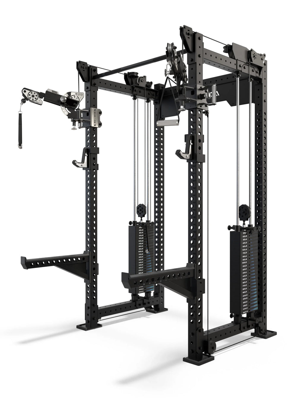 R8 Bradley EXO Power Rack with 500 lb Weight Stack, 30.5" Crossbar Depth and Adjustable EXO Arms