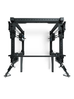 R8 Bradley EXO Power Rack with 500 lb weight stack, 30.5" crossbar depth - top view of the cage