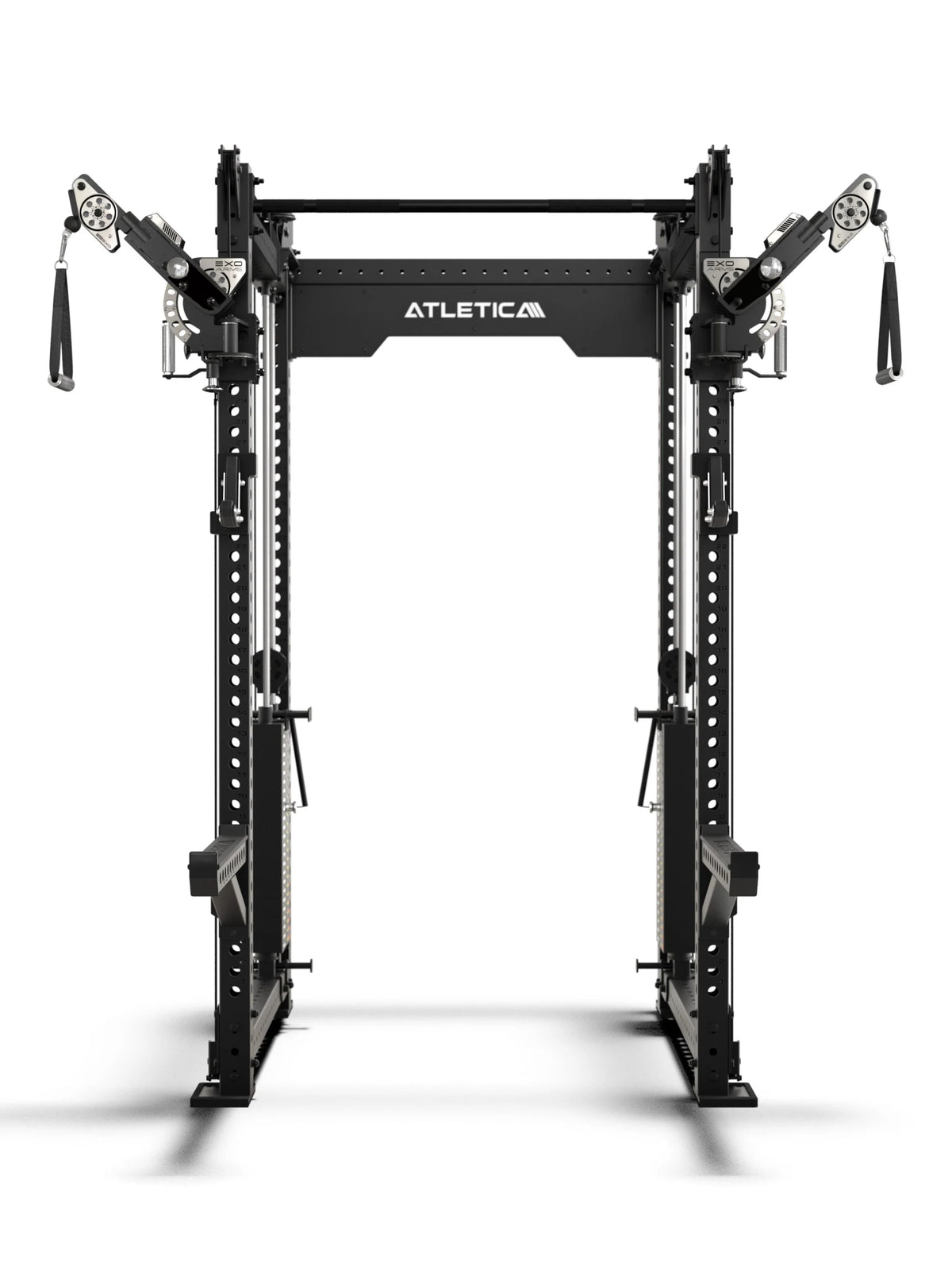 R8 Bradley EXO Power Rack with 500 lb weight stack, 43" Crossbar depth and adjustable EXO Arms