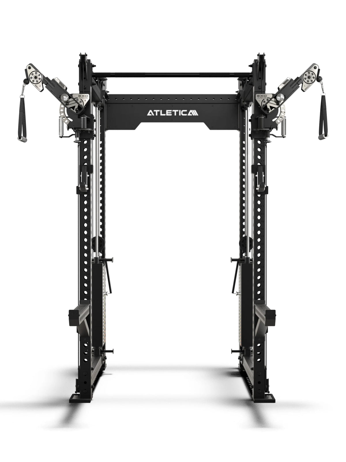 R8 Bradley EXO Power Rack with 2x275 lb weight stack, 43" Crossbar depth and adjustable EXO Arms