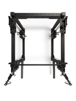 R8 Bradley EXO Power Rack with 500 lb weight stack, 43" Crossbar depth - top view of the cage