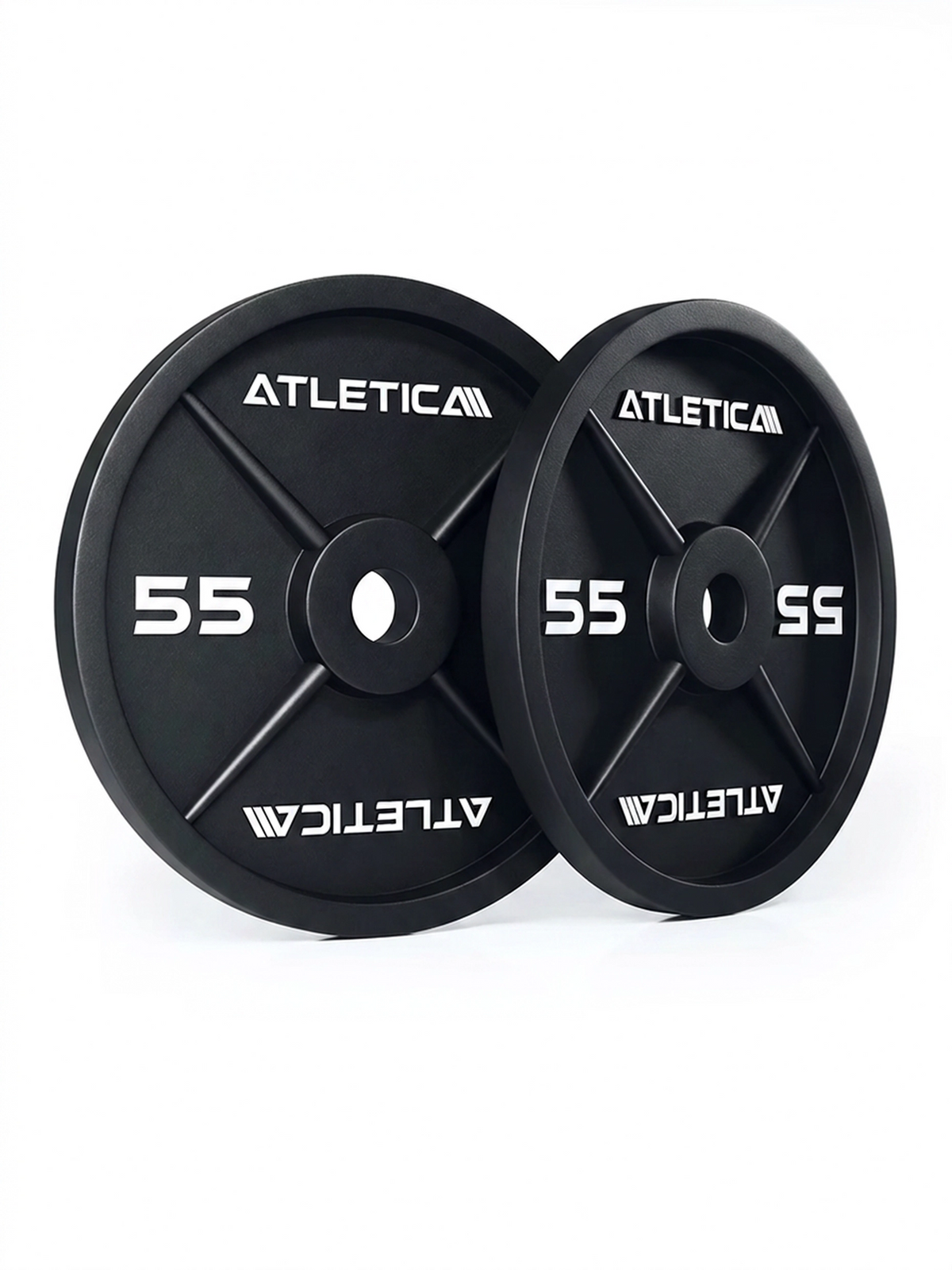 Iron Plates - Two Black Weight Plates, 55 lb Each Made of Cast Iron, for Strength Training