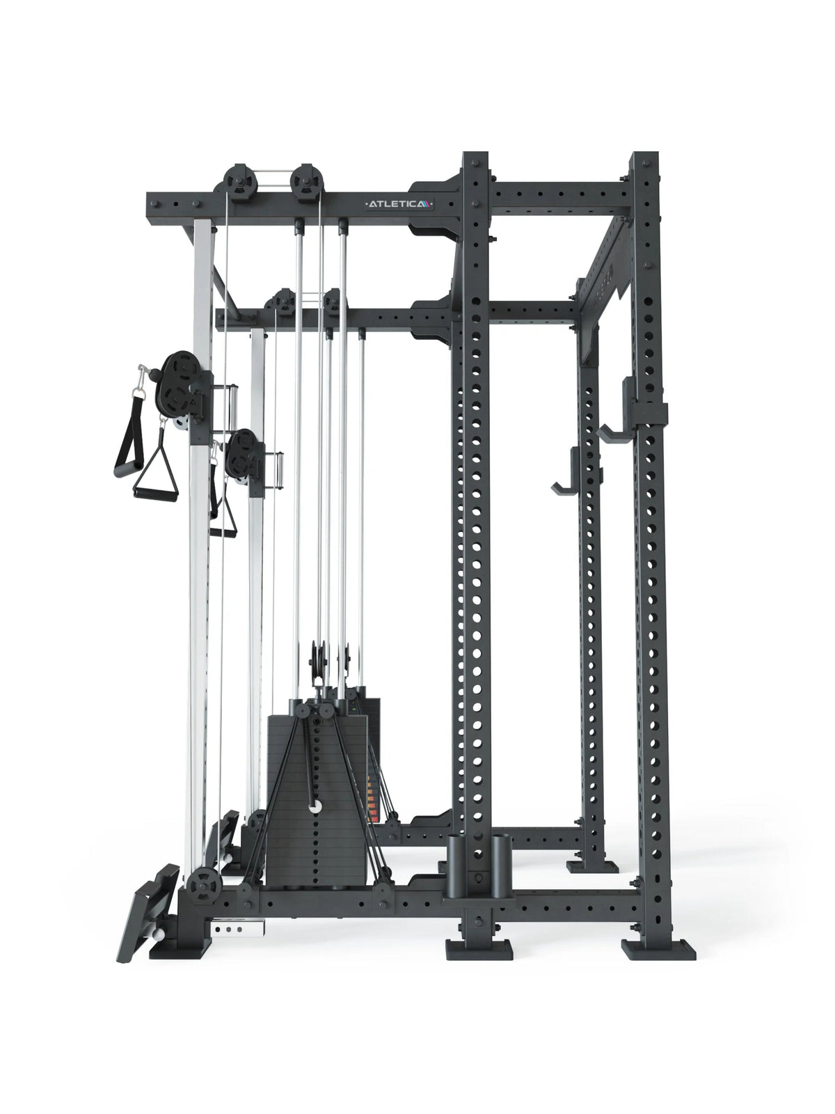 Atletica R8 Duality PRO power rack, short depth, side view