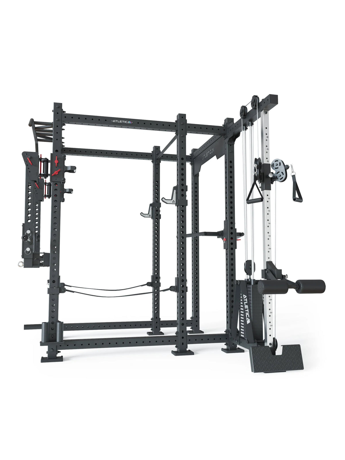 R8 Sentinel PRO - Black Power Rack with Cable Pulley, weight plate holder