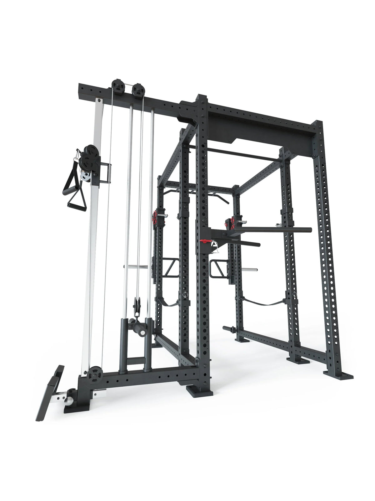 R8 Sentinel PRO Power Rack with cable pulley, pull-up bar, dip bars, weight plate holder