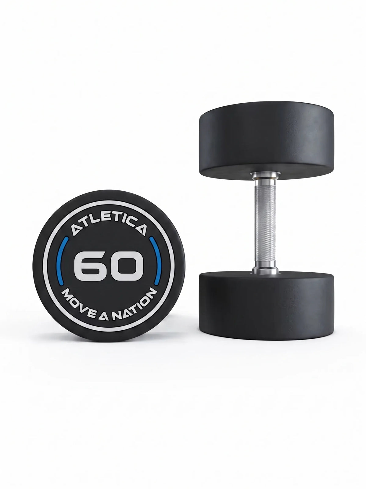 Round Dumbbells PRO 60 lb Pair with round Weight Plates and knurled Grip