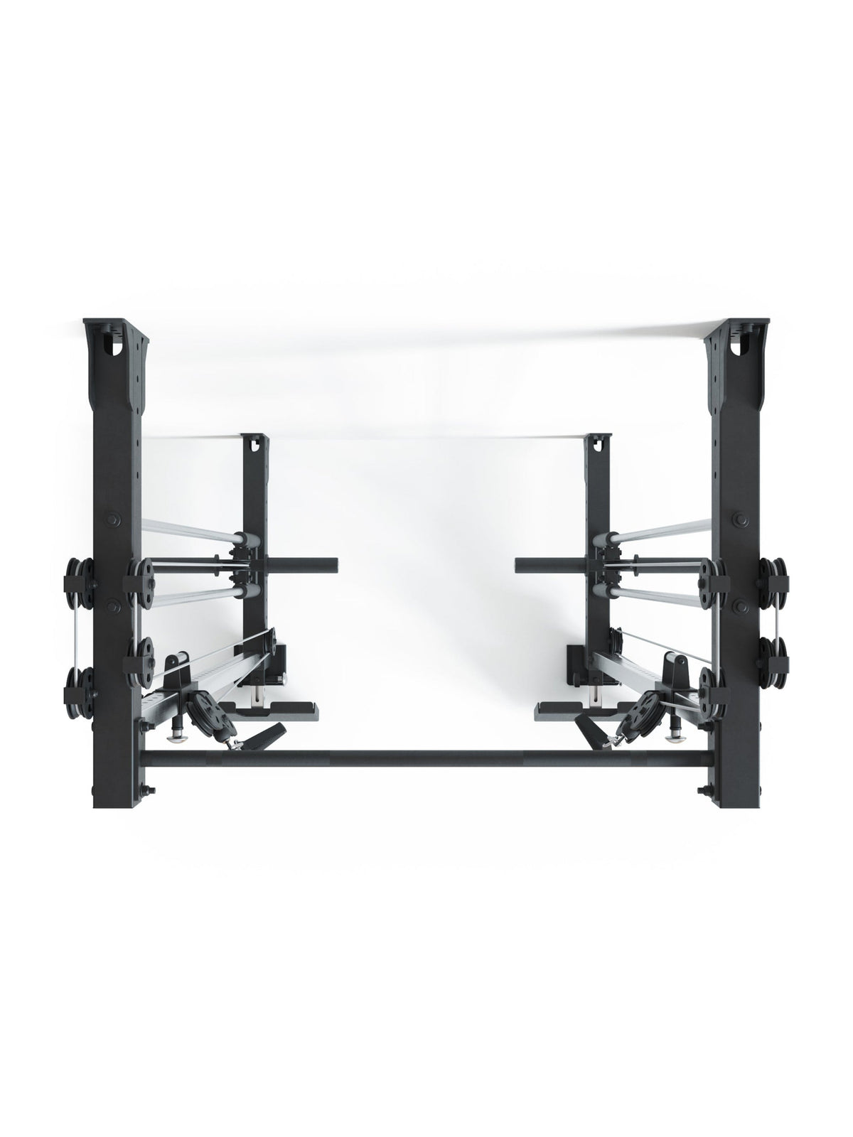 R8 Nitro Cable Rack - black cable pulley machine, wall-mounted, with weight plates
