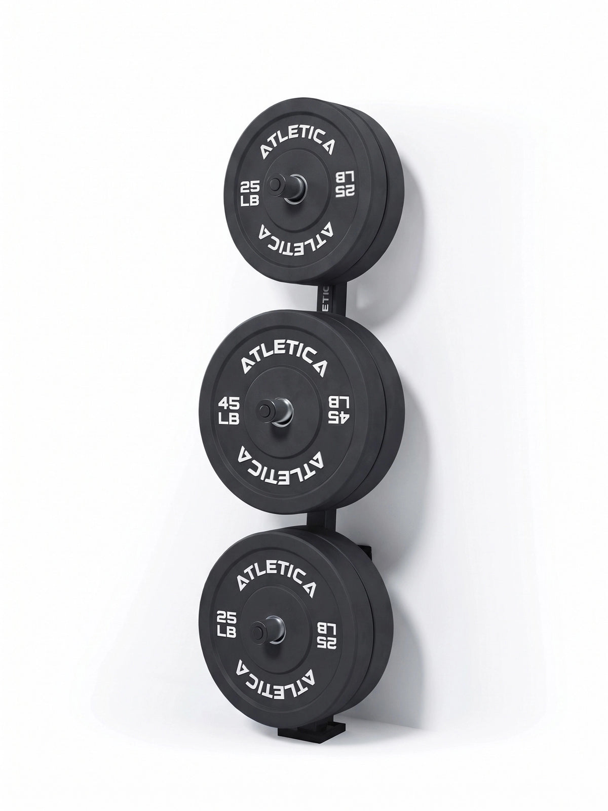 Atletica Weight Plate Holder - Black Weight Plates on vertical Holder, Wall Mounting